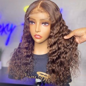 Chocolate Curly Wig / Pre-made Lace Closure